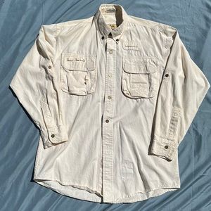 Vintage Camel Trophy Button Up Shirt  Khaki safari style chest utility pocket XL